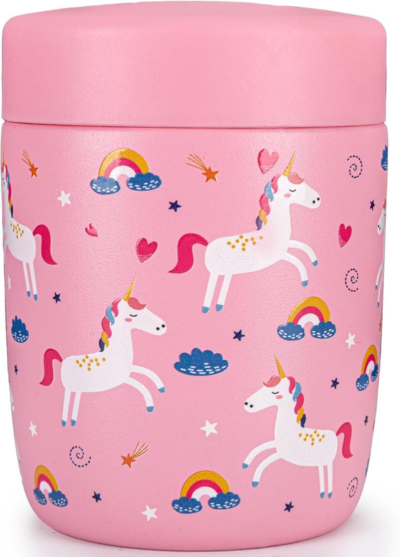 Charcy 9oz Stainless Steel Vacuum Insulated Kids Food Jar - Soup Thermo for Hot & Cold Food - Pink Unicorn W - Image 1